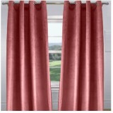 Set 2 draperii catifea, cu inele metalice, roz piersica, 140 x 260 cm, ConceptSeller