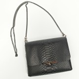 Cumpara ieftin Geanta dama din piele naturala, Mony, Neagra, imprimeu Sarpe