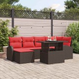 vidaXL Set de canapele pentru grădină 7 pcs Maro și roșu poliratan 3348680