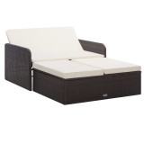 VidaXL Set mobilier de grădină cu perne, 2 piese, maro, poliratan 46079