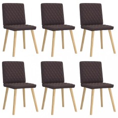 vidaXL Scaune de bucătărie, 6 buc., maro &icirc;nchis, material textil