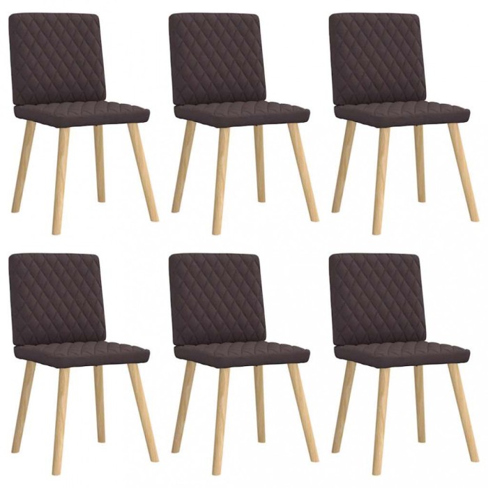 vidaXL Scaune de bucătărie, 6 buc., maro &icirc;nchis, material textil