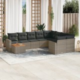 vidaXL Set mobilier de grădină cu perne, 10 piese, gri, poliratan 3224289