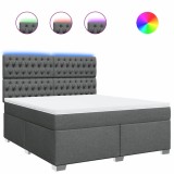 Cumpara ieftin Pat box spring cu saltea, gri inchis, 180x200 cm, textil