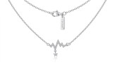 COLIER ARGINT 925 BATAIA INIMII EKG - LANTISOR CU CRISTALE ZIRCONIU SI STELUTA