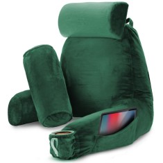 Perna pentru Citit cu Cotiere, Suport pentru Cap/Gat Detasabil &amp; Suport pentru Picioare, Linomag&reg;, 2 x Buzunare Laterale, Verde, 91.5x75cm