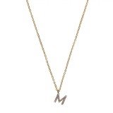 Colier Damă Aurie cu Monogramă M &amp; Strass, Metalic - Elegant, Fashion, Bijuterie Femei