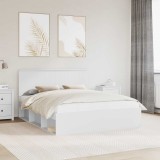 vidaXL Cadru de pat cu headboard Alb 160 x 200 cm Lemn de pin masiv 3410983