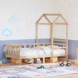 Gossi pat de zi cu acoperis, 90x190 cm, lemn masiv de pin