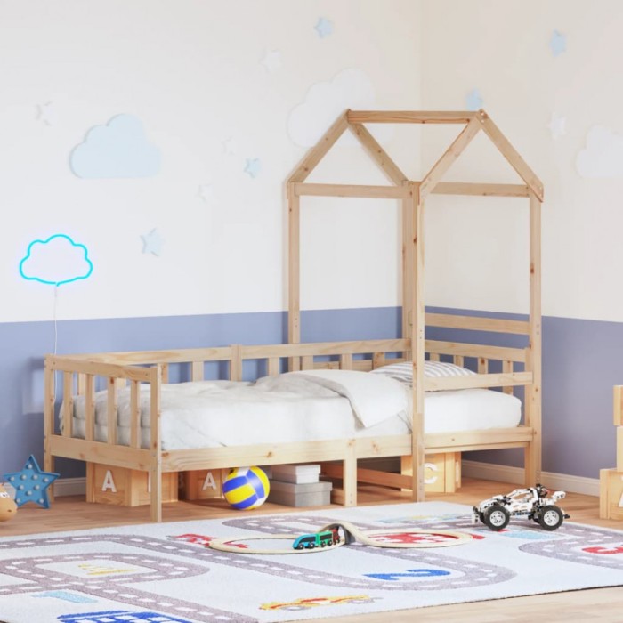 Gossi pat de zi cu acoperis, 90x190 cm, lemn masiv de pin