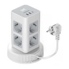 Prelungitor tip Turn Tessan TPS03RX-DE-C, 8 prize, 2X USB A, 1X USB-C, 3A, 3600W, cablu 2m