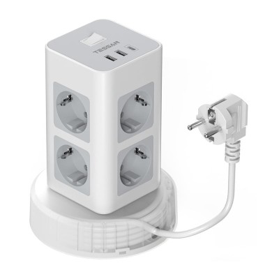 Prelungitor tip Turn Tessan TPS03RX-DE-C, 8 prize, 2X USB A, 1X USB-C, 3A, 3600W, cablu 2m foto