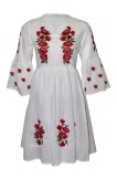 Rochie dama casual R11, alb , marimea XL, Bumbac