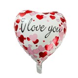 Balon din folie metalizata, flippy, figurina inimioara, model i love you, tematica iubire, 45 cm, ambalaj individual, pai inclus, umflare cu aer sau h