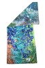 Esarfa tip sal doua fete pictata I, Dacali, matase, albastru/verde, 180x70cm, Multicolor, Marime universala