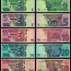 ZIMBABWE █ SET █ 2 + 5 + 10 + 20 + 50 Dollars █ 2019-2020 █ UNC