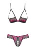 Set Lenjerie Sexy Din Dantela Cu Decupaje Tulia, Negru + Roz, S/M, Obsessive