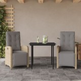 Set bistro cu perne, 3 piese, bej, poliratan