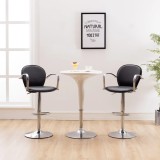 Scaune bar vidaXL, 2 buc, negru, piele ecologică, brațe, pivotante, reglabile &icirc;nălțime, design modern