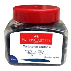 Cartuse cerneala mici albastre 100buc/borcan Faber Castell, Lecom