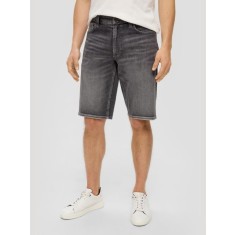 Pantaloni scurti barbati de blugi cu talia medie si croiala Regular fit, Gri inchis, W38