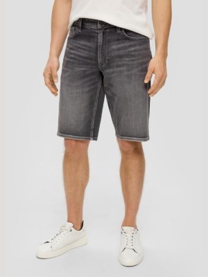 Pantaloni scurti barbati de blugi cu talia medie si croiala Regular fit, Gri inchis, W38 foto