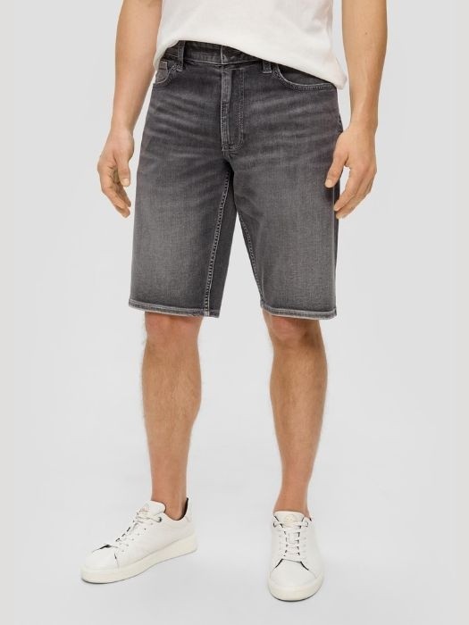 Pantaloni scurti barbati de blugi cu talia medie si croiala Regular fit, Gri inchis, W38