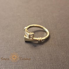 Inel Sigiliul Puterii design regal cu cristale zirconia albe - placat 14k