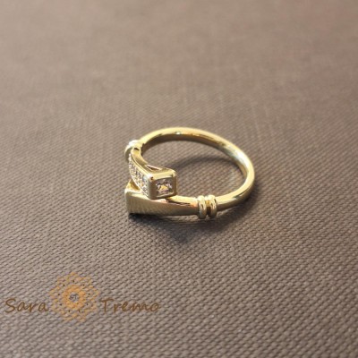 Inel Sigiliul Puterii design regal cu cristale zirconia albe - placat 14k foto