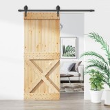 Cumpara ieftin Usa glisanta Natural si Negru 85 x 210 cm Lemn de Pin Solid