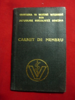 Carnet Membru Societatea Medicina Veterinara RSR 1972 foto