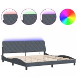 Cumpara ieftin Cadru de pat cu LED fara saltea, gri inchis, 200x200 cm, catifea