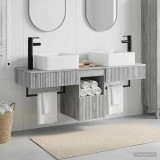 Cumpara ieftin Set dulap baie 3 buc. Sonoma gri 136 x 35 x 80 cm