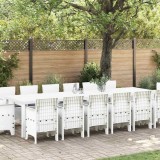 VidaXL Set de masă pentru grădină 15 pcs Alb Ratan Polt