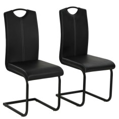 vidaXL Scaune de bucătărie consolă, 2 buc., negru, piele ecologică