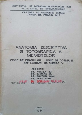 ANATOMIA DESCRIPTIVA SI TOPOGRAFICA A MEMBRELOR-FRASIN GH., COZMA N., CHIRIAC V.-251195 foto