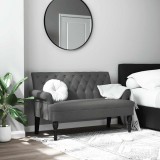 VidaXL Bancă cu spătar, gri &icirc;nchis, 120x62x75,5 cm, material textil