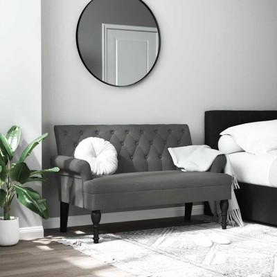 vidaXL Bancă cu spătar, gri &amp;icirc;nchis, 120x62x75,5 cm, material textil foto