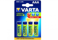 Set 4 baterii reincarcabile Varta Ni-MH, AAA, 800 mAh, 56703101404