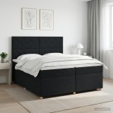 Cumpara ieftin Pat boxspring cu saltea Negru 200 x 200 cm Tesatura
