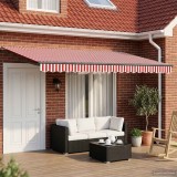 vidaXL Cort electric retractabil Roșu Alb 4x3m cu Led si Senzor Vreme