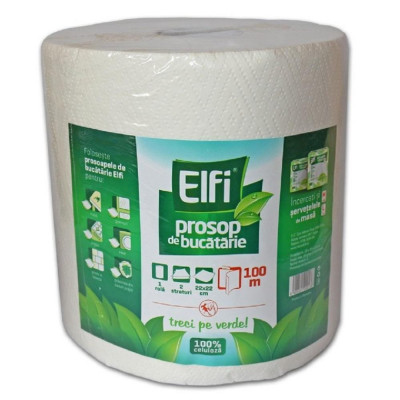 Prosoape de Hartie Elfi, 2 Straturi, 100 m, 1 Rola, Prosoape de Hartie, Prosoape Absorbante Hartie, Prosoape Elfi, Role Prosoape de Hartie, Rola Serve foto