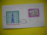 HOPCT PLIC FDC NR 1494 EXPO INT DE FILATELIE STOCKHOLMIA 1974 -ROMANIA
