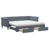 Cumpara ieftin Pat de zi cu extensie si sertare gri inchis 90x200 cm catifea