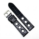 Cumpara ieftin Curea Ceas &bdquo;Fleurus Noir Stealth&rdquo; &ndash; Piele Naturală de Vițel, Negru Integral