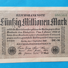 GERMANIA 50000000 Mark 1924 - CINZECI MILIOANE Bancnota veche originala -Superba