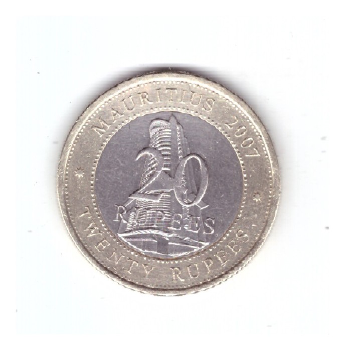 Moneda Mauritius 20 rupees 2007, stare foarte buna, curata