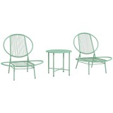 Outsunny Set bistro 3 piese din polyratan rezistent la intemperii, set mobilier de grădină cu masă bistro, scaune de grădină &icirc;n formă de scoică, Verde