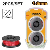 Rezerva tambur motocoasa 5 m 1,6 mm set 2 bucati (nou) - Ingco ALS1601