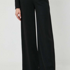 Ivy Oak pantaloni femei, culoarea negru, lat, high waist